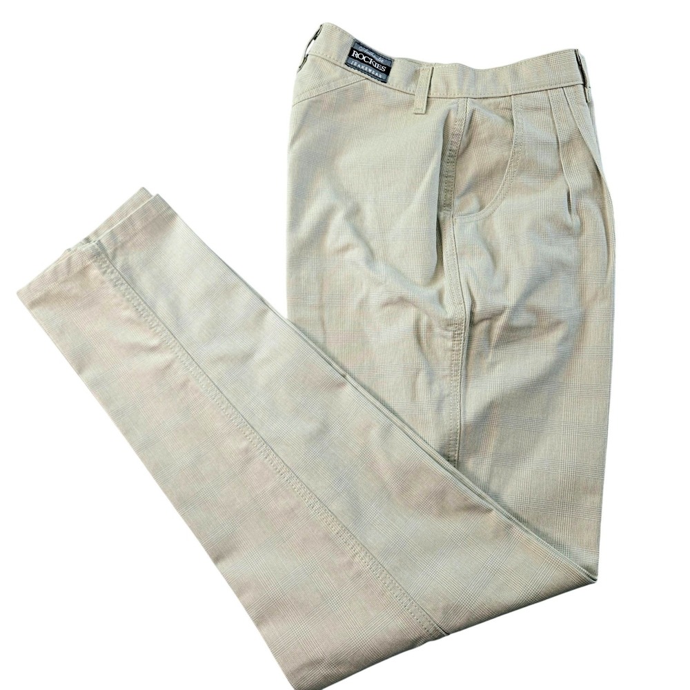 Rockies Pants Mens 33x32 Beige Cotton Pleated Casual Vintage Y2k Pockets Twill